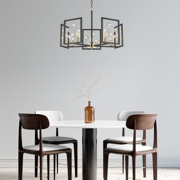 Elegancki żyrandol Caroline z kloszem ozdobionym kryształkami