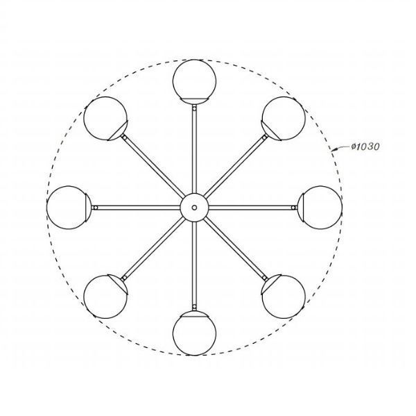 Elegancki żyrandol Rendez-vous 8 w złotym wykończeniu z mlecznymi kloszami