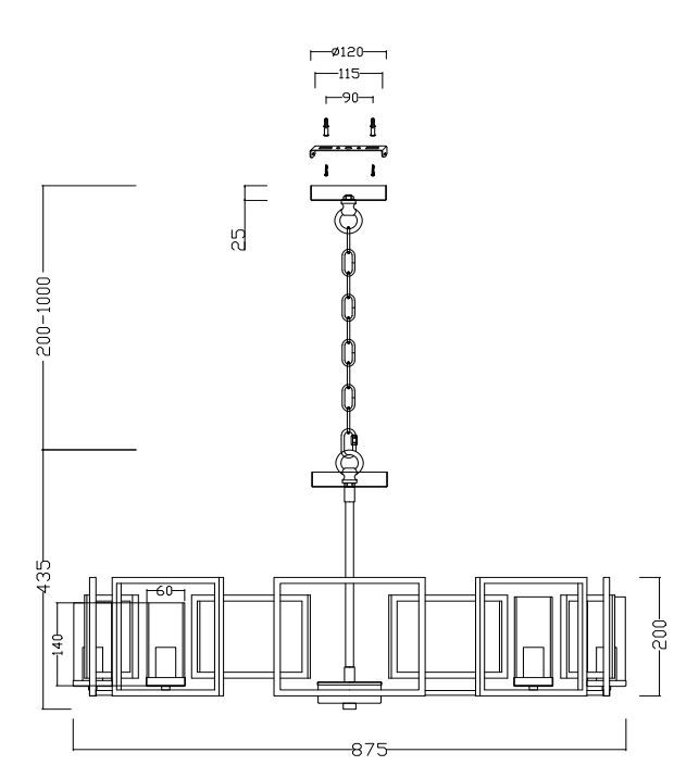 Geometryczny żyrandol Bowi w złotym kolorze