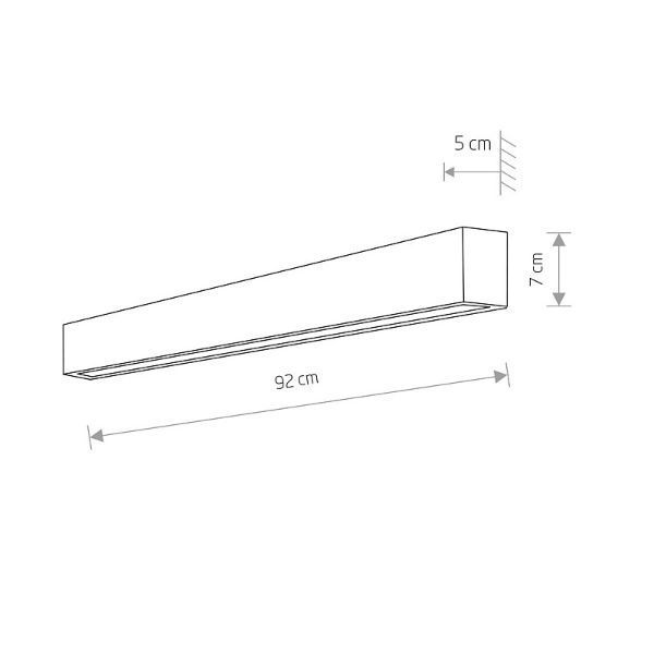 Grafitowy kinkiet Straight Led M o długości 92 cm
