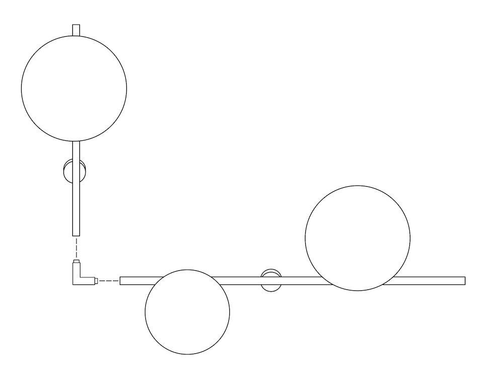Industrialny kinkiet Rega z dwoma czarnymi okręgami