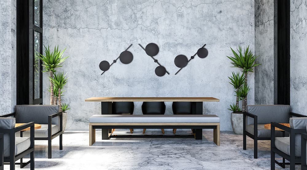 Industrialny kinkiet Rega z dwoma czarnymi okręgami