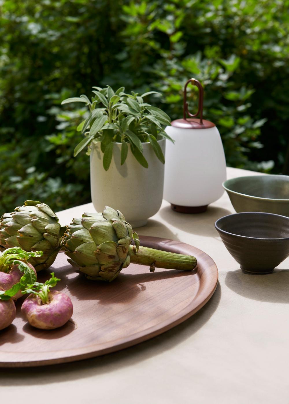 Kasztanowa, ładowana przez USB lampa stołowa Lucca SC51