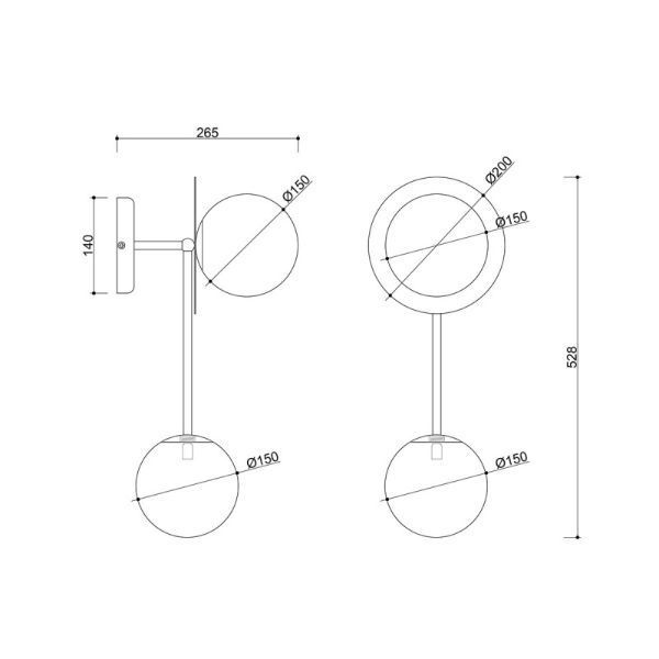 Kinkiet Furiko w czarnym kolorze z szklanymi kloszami
