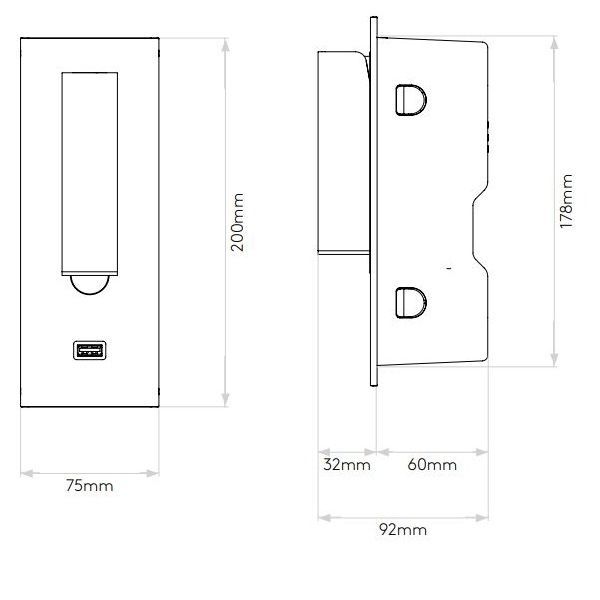 Kinkiet Fuse 3 w kolorze czarnym z oświetleniem LED i portem USB