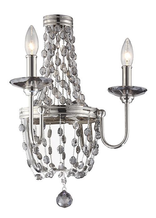 Kinkiet Luxembourg marki Ardant Decor z kryształowymi detalami i miejscem na dwie żarówki