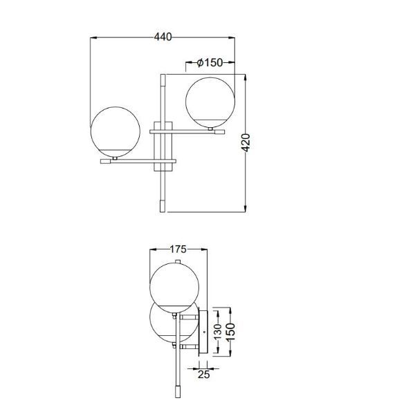 Kinkiet Nostalgia z mlecznymi kloszami, wersja prawa