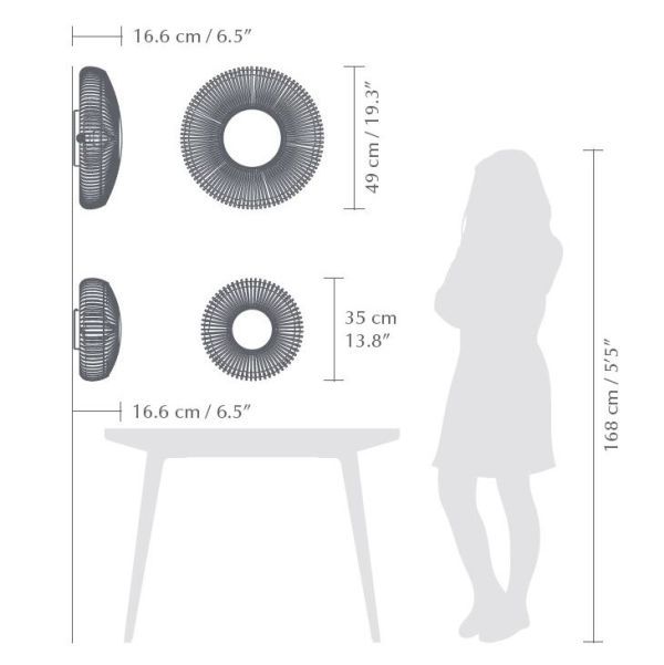 Kinkiet ścienny Clava Up Wood M z ciemnego dębu o delikatnych listewkach