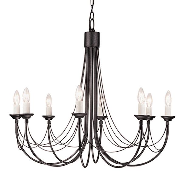 Klasyczny czarny żyrandol Essen na osiem żarówek