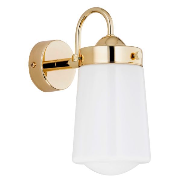 Klasyczny złoty kinkiet Pasadena z mlecznym kloszem