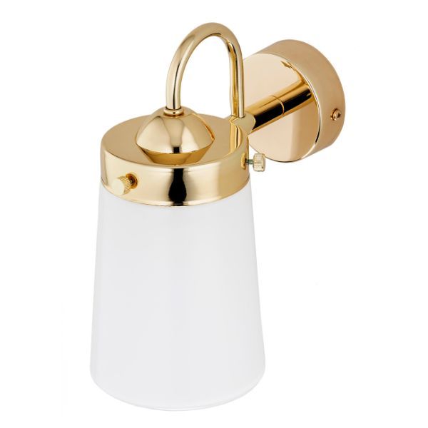 Klasyczny złoty kinkiet Pasadena z mlecznym kloszem