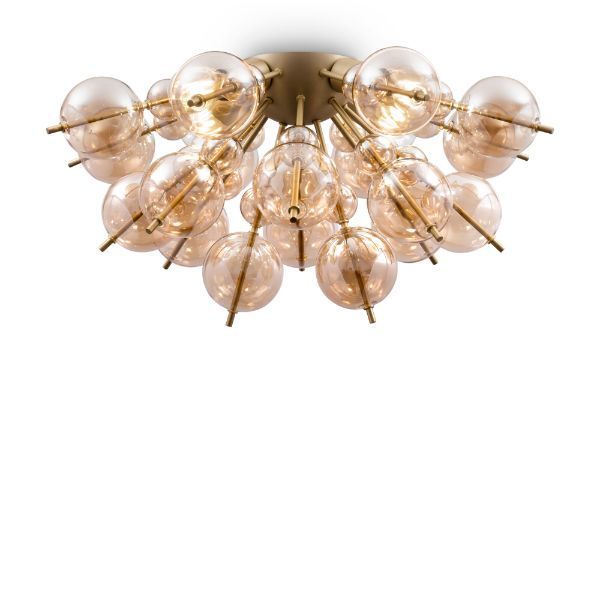 Lampa sufitowa Bolla z pozłacanymi, szklanymi kloszami
