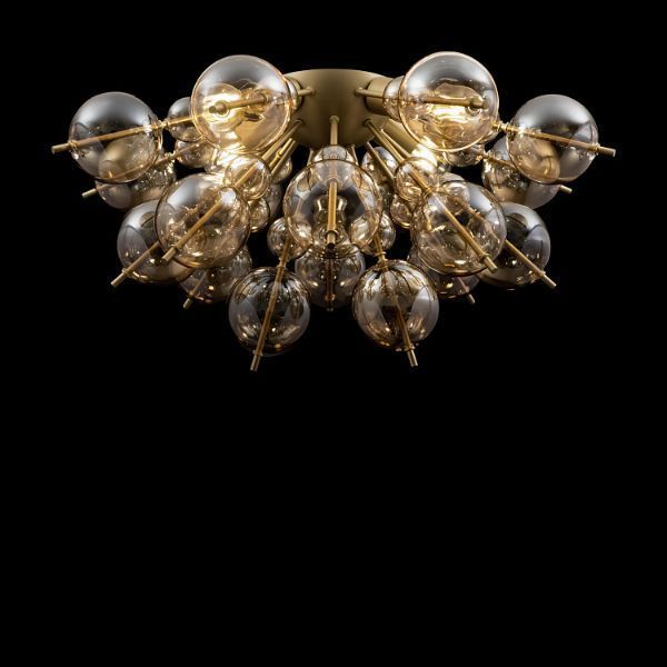 Lampa sufitowa Bolla z pozłacanymi, szklanymi kloszami