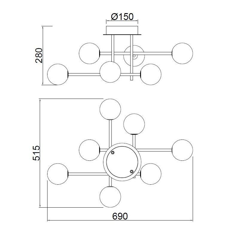 Lampa sufitowa Cellar M z mlecznymi kulami