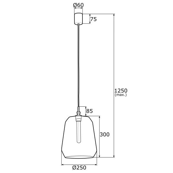 Lampa wisząca Irun z dużym czarnym kloszem