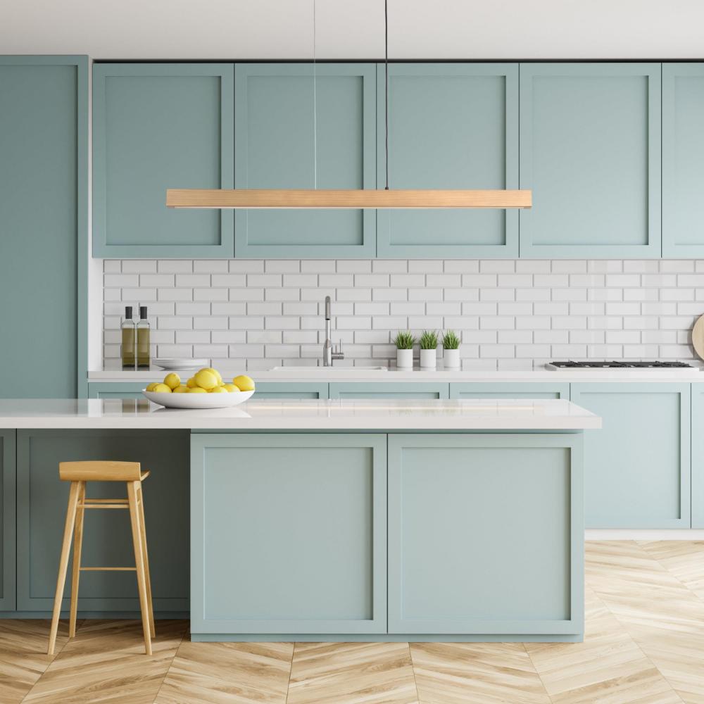 Lampa wisząca Teo - drewniana listwa nad stół