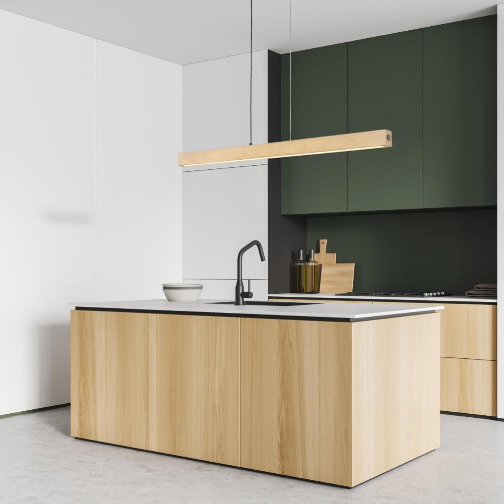 Lampa wisząca Teo - drewniana listwa nad stół