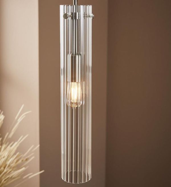 Lampa wisząca Tubo z szklanym kloszem i włącznikiem na przewodzie