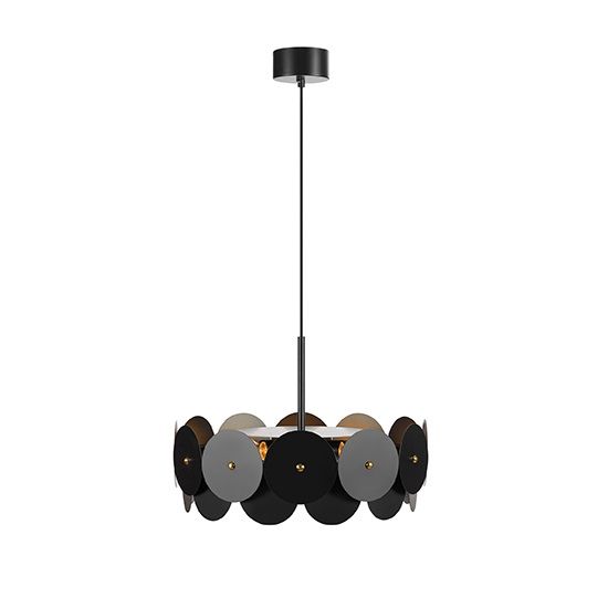 Lampa wisząca Vegas w formie czarnych kół – idealna nad stół lub do salonu