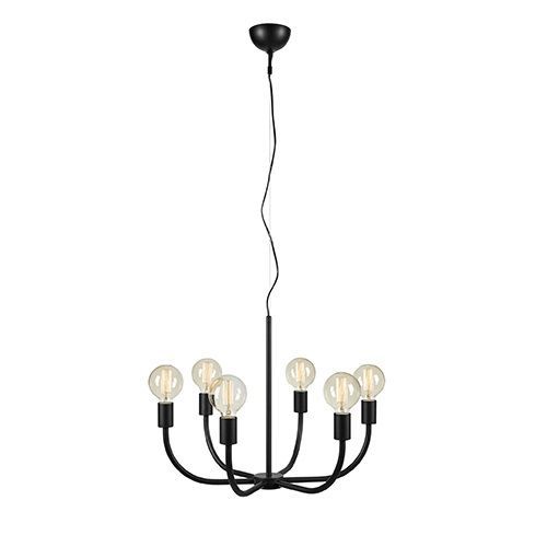 Metalowy żyrandol Amistoso 6 w czarnym kolorze