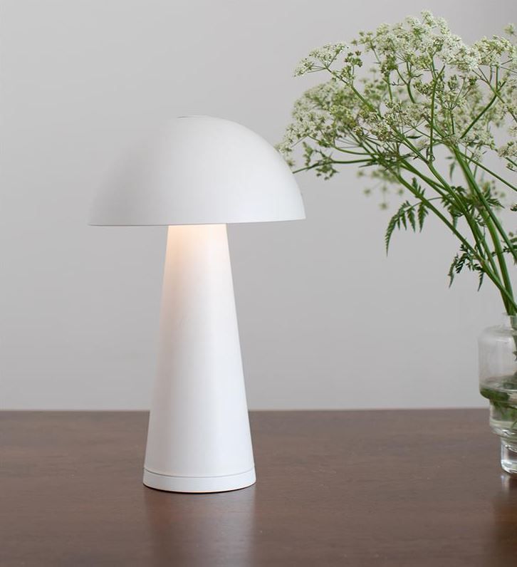 Mobilna lampa Fungi w matowej bieli