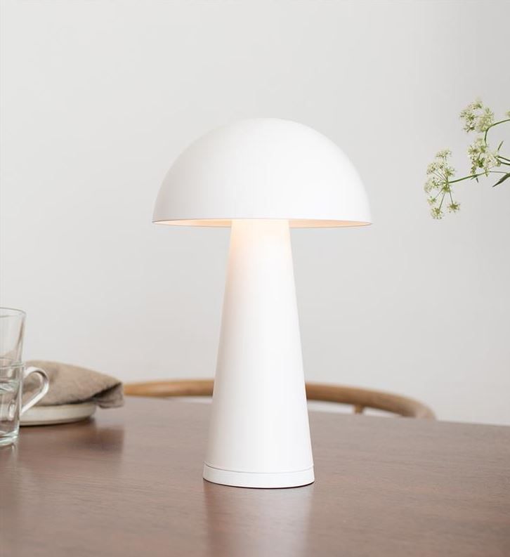 Mobilna lampa Fungi w matowej bieli