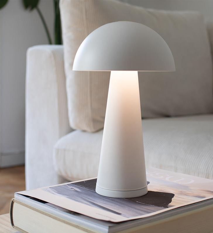Mobilna lampa Fungi w matowej bieli