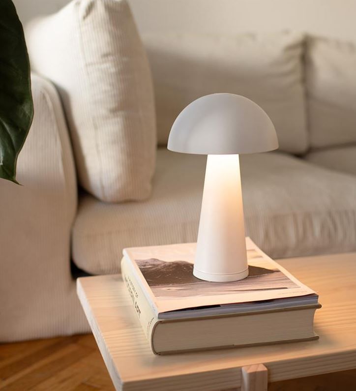 Mobilna lampa Fungi w matowej bieli