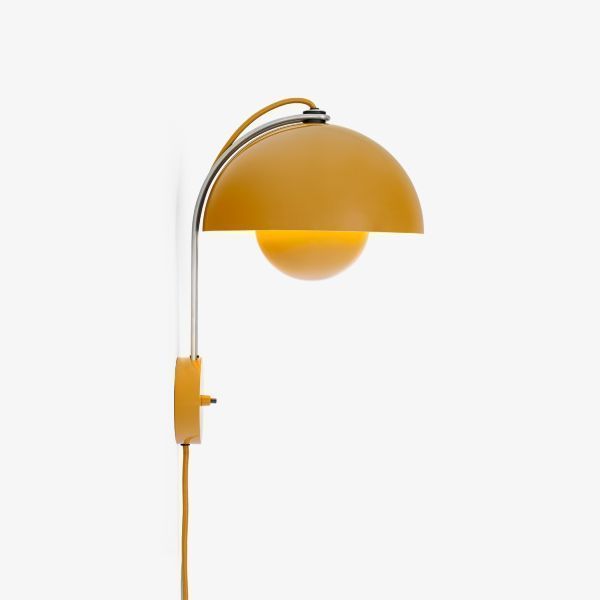 Musztardowy kinkiet Flowerpot WP8 z włącznikiem w podstawie