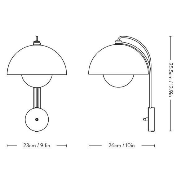 Musztardowy kinkiet Flowerpot WP8 z włącznikiem w podstawie