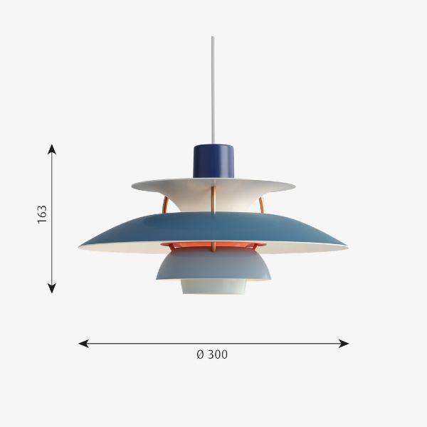 Niebieska lampa wisząca PH 5 Mini od Louis Poulsen