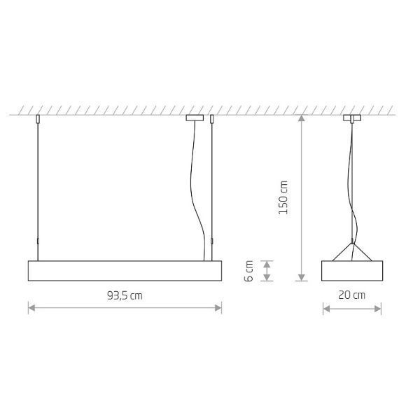 Nowoczesna biała lampa wisząca Soft Led o wymiarach 93,5x20 cm