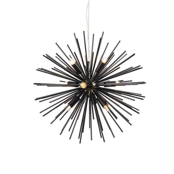 Nowoczesna czarna lampa wisząca Soleil z 9 oprawkami E14