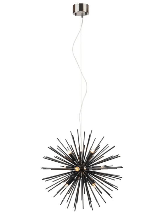 Nowoczesna czarna lampa wisząca Soleil z 9 oprawkami E14