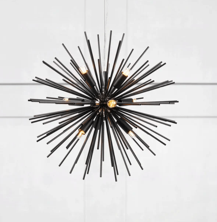Nowoczesna czarna lampa wisząca Soleil z 9 oprawkami E14