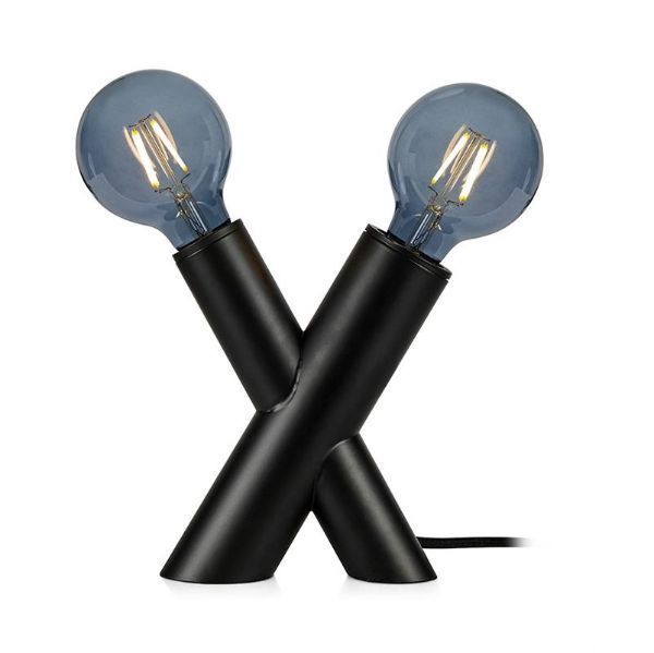 Nowoczesna, dwupunktowa lampa stołowa Simul w kolorze czarnym