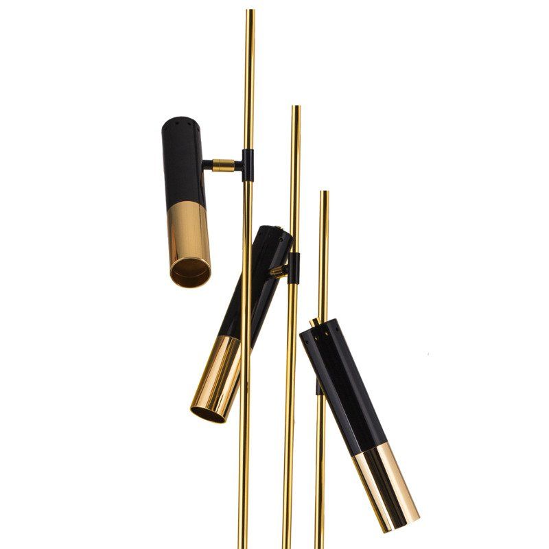 lumigo nowoczesna lampa podlogowa golden pipe z trzema regulowanymi kloszami 2