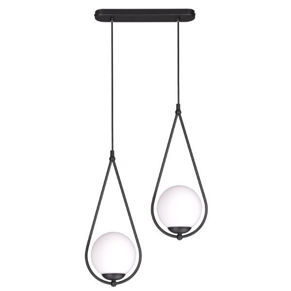 Nowoczesna podwójna lampa wisząca Neve z szklanymi kloszami