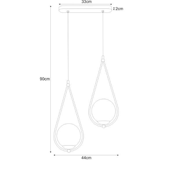 Nowoczesna podwójna lampa wisząca Neve z szklanymi kloszami