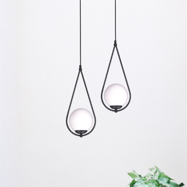 Nowoczesna podwójna lampa wisząca Neve z szklanymi kloszami