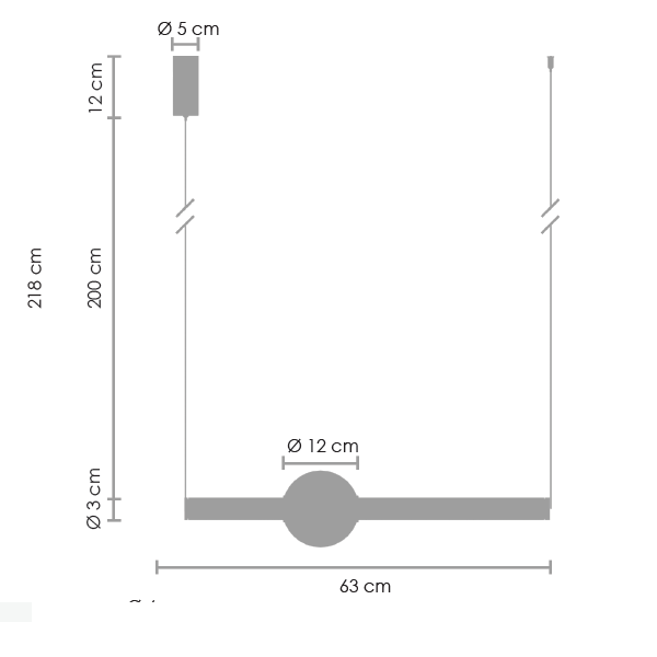 Nowoczesna złota lampa wisząca O-Line - S o długości 63 cm