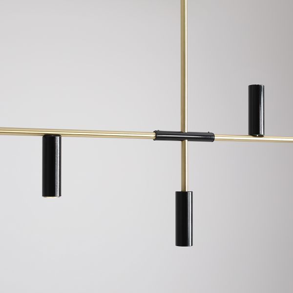 Nowoczesna złota lampa wisząca Trevo z czarnymi kloszami