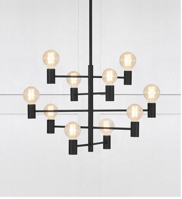 Nowoczesny, 10-punktowy żyrandol Paris w czarnym kolorze
