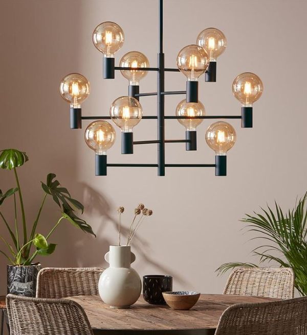 Nowoczesny, 10-punktowy żyrandol Paris w czarnym kolorze