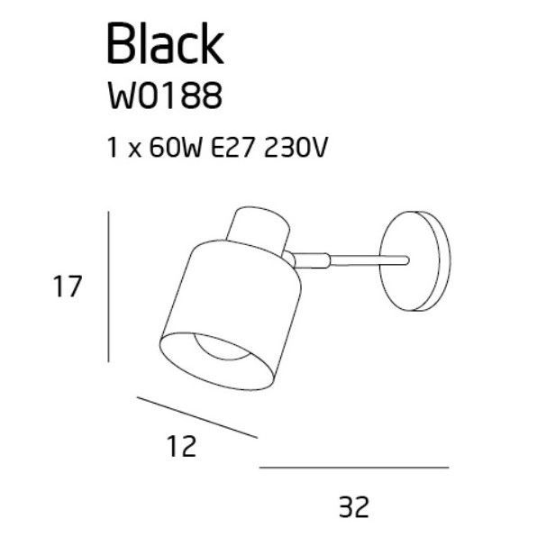 Nowoczesny czarny kinkiet metalowy w stylu skandynawskim