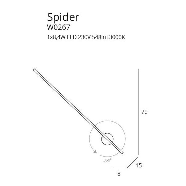 Nowoczesny czarny kinkiet Spider LED