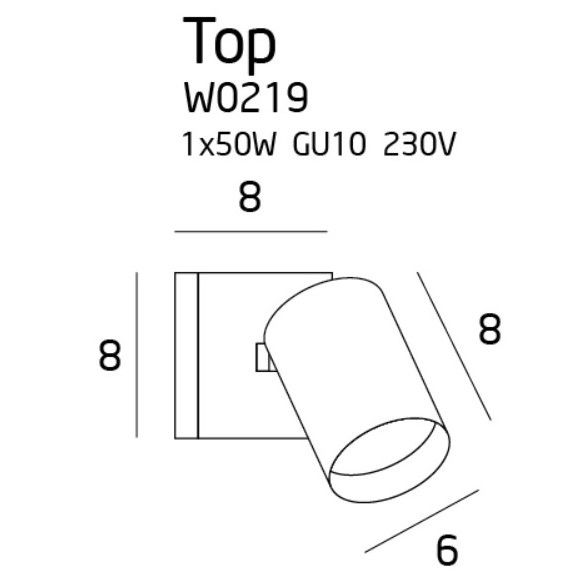 Nowoczesny metalowy kinkiet Top w kolorze czarnym