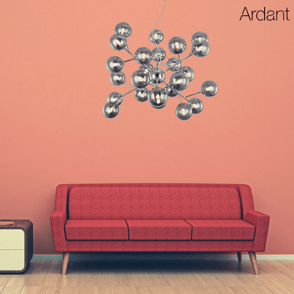 Nowoczesny srebrny żyrandol Dallas z szklanymi kloszami