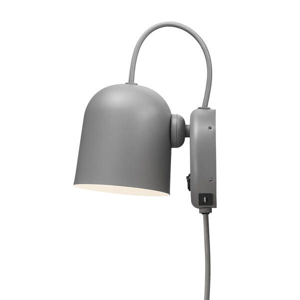 Nowoczesny szary kinkiet Angle od DFTP z wbudowanym portem USB