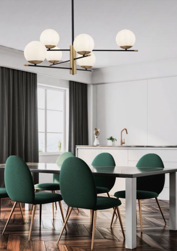 Nowoczesny złoty żyrandol Nostalgia z szklanymi kloszami